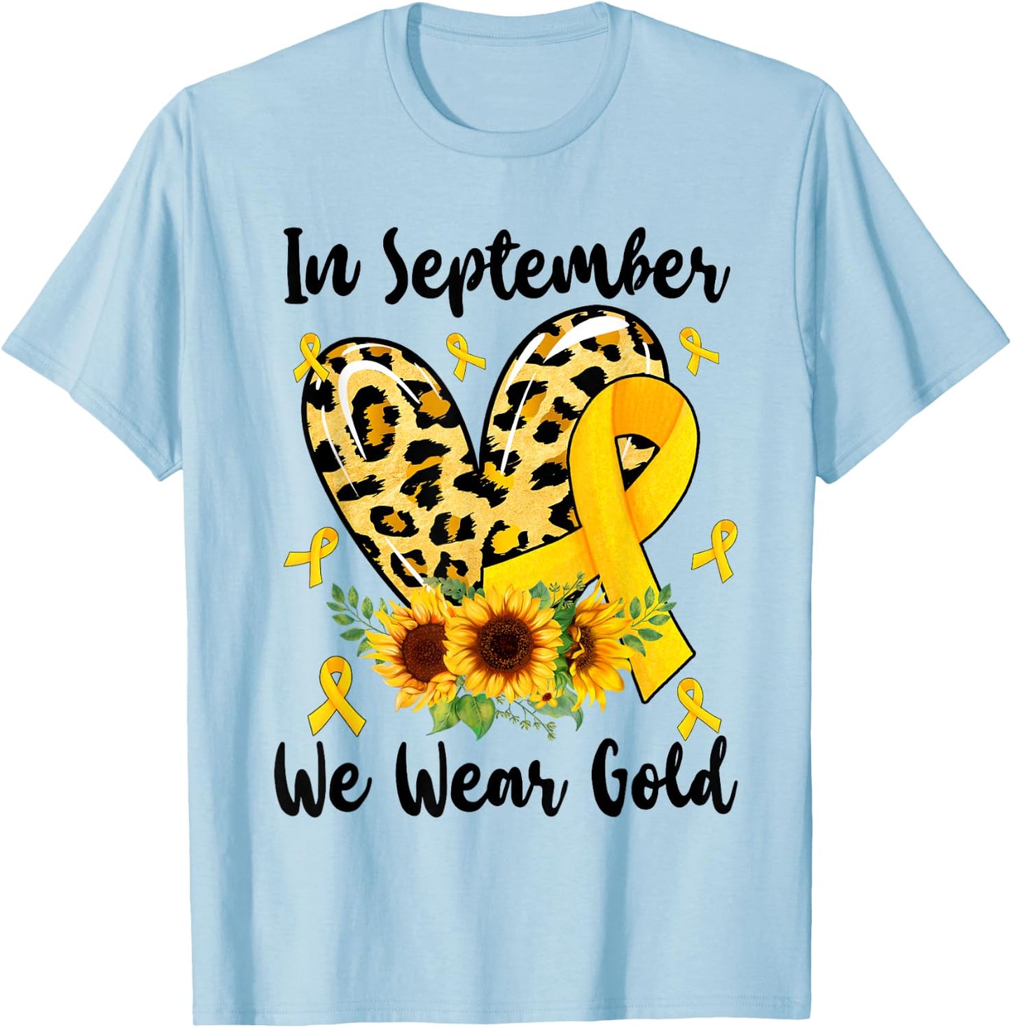 In September We Wear Gold Childhood Cancer Awareness Yellow T-Shirt - T-Shirt | Light Blue