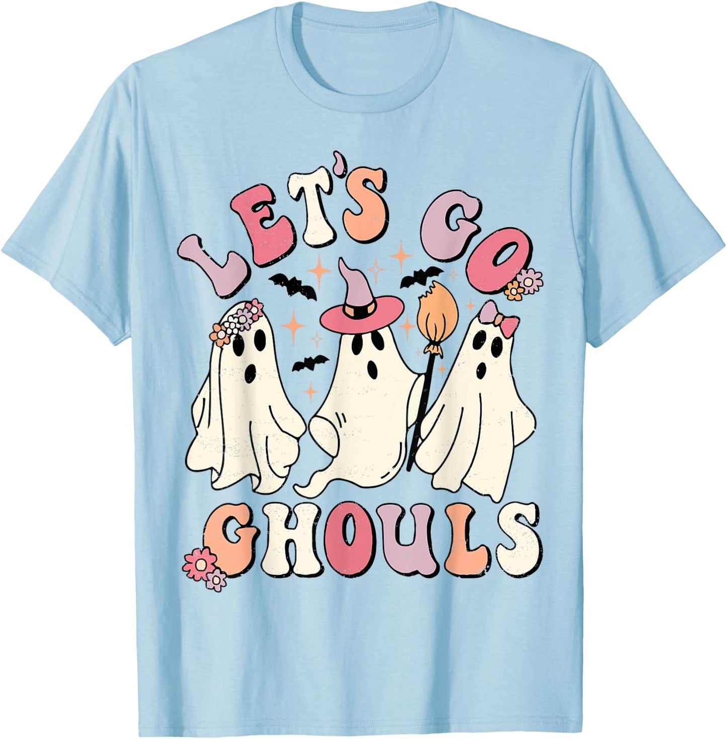 Let's Go Ghouls Funny Ghost Halloween T-Shirt - T-Shirt | Light Blue