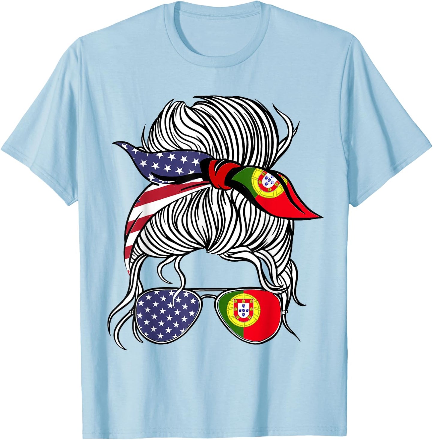 American Portuguese Patriot Flag Women Girl Portugal Grown T-Shirt - T-Shirt | Light Blue