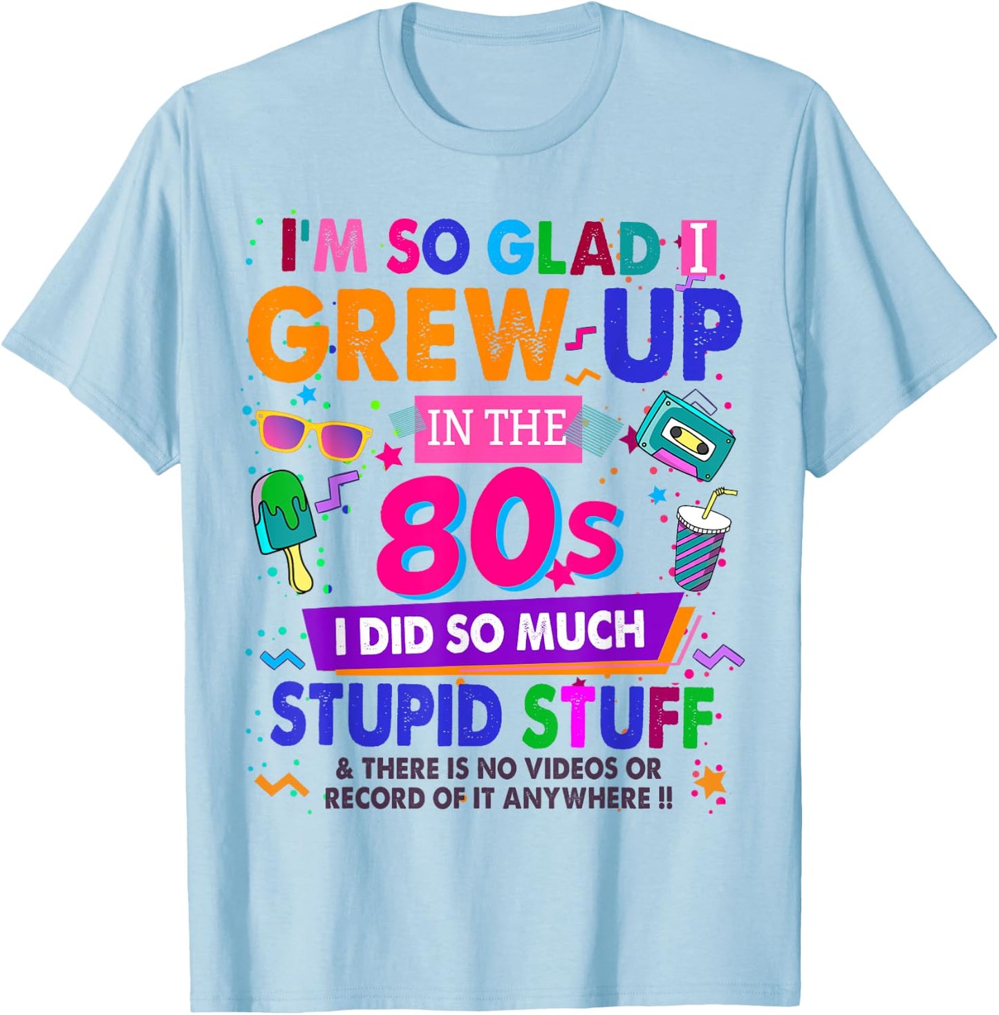 80s Design Rave Outfit & 80s Festival Costume T-Shirt - T-Shirt | Light Blue