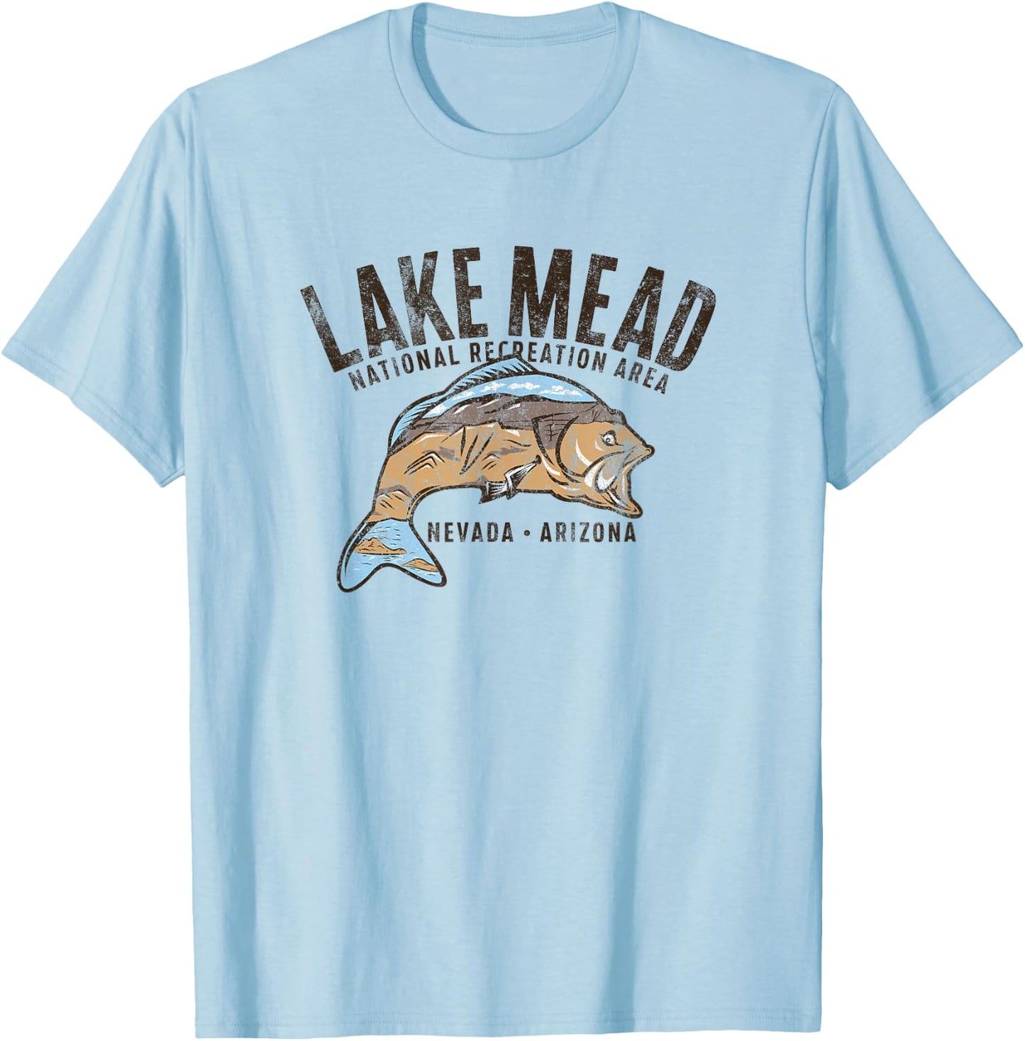 Lake Mead National Recreation Area Retro Fish T-Shirt - T-Shirt | Light Blue