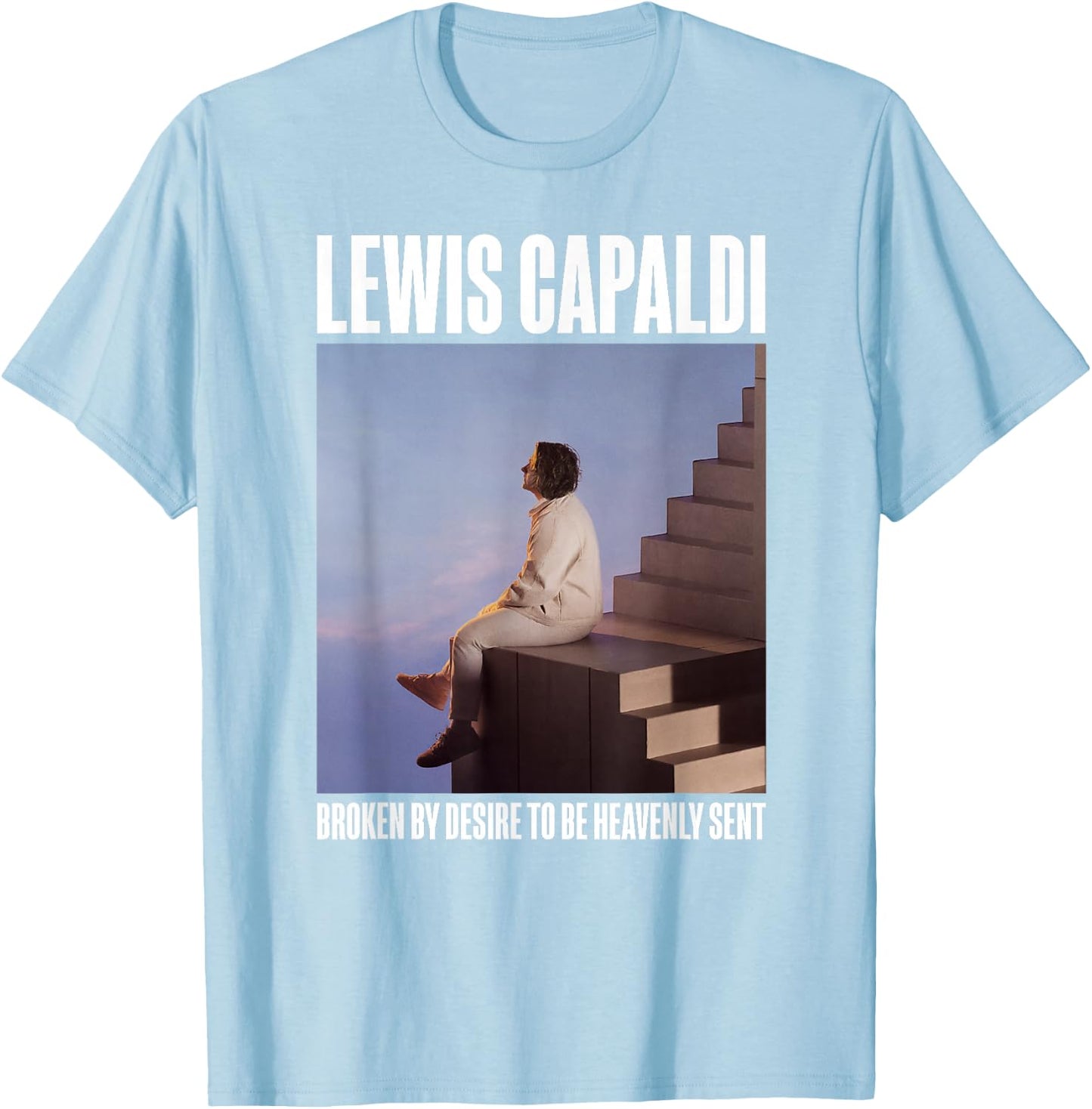 Lewis Capaldi – Album Photo On Pink T-Shirt - T-Shirt | Light Blue