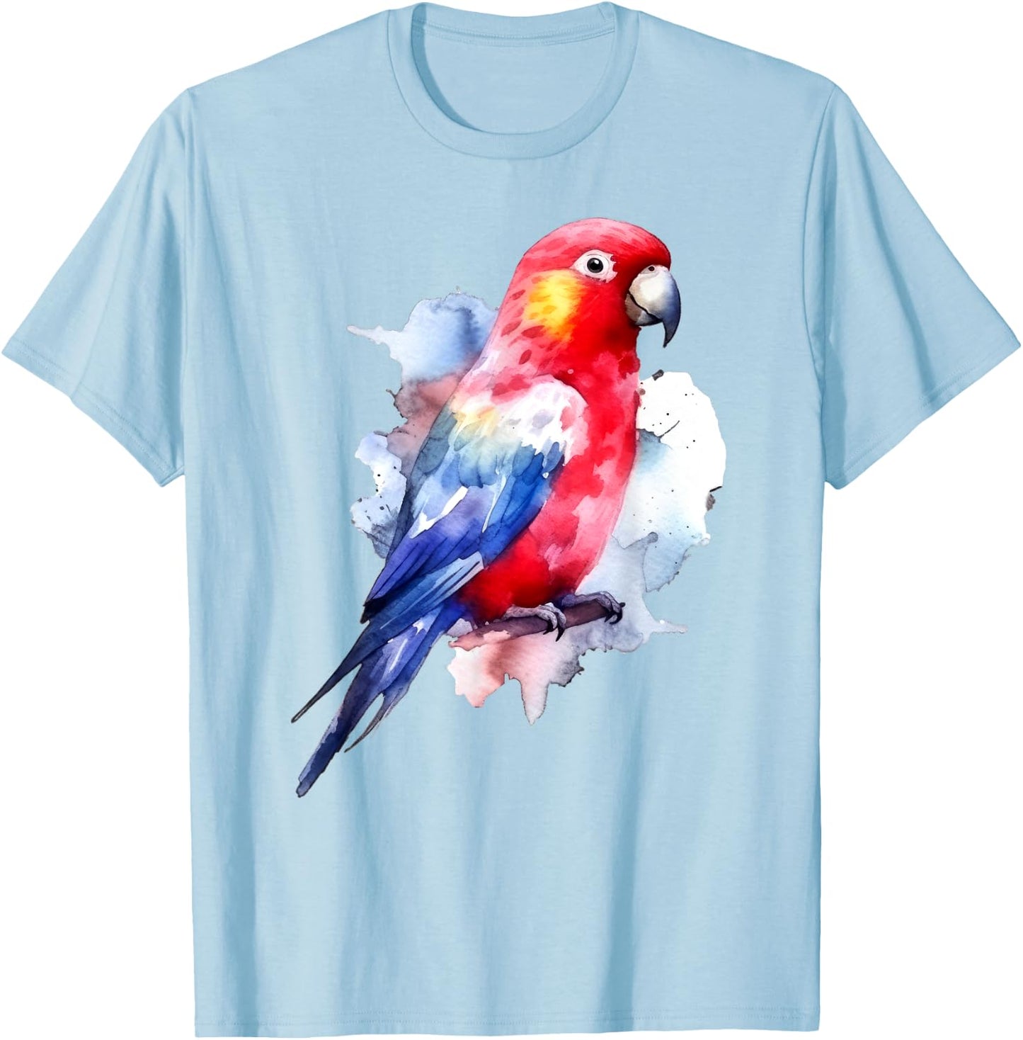 Rosella Parrot Birds Lover Design T-Shirt - T-Shirt | Light Blue