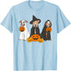 Ghost And Witch Pit Bull Funny Pit Bull Ghost Halloween T-Shirt - T-Shirt | Light Blue