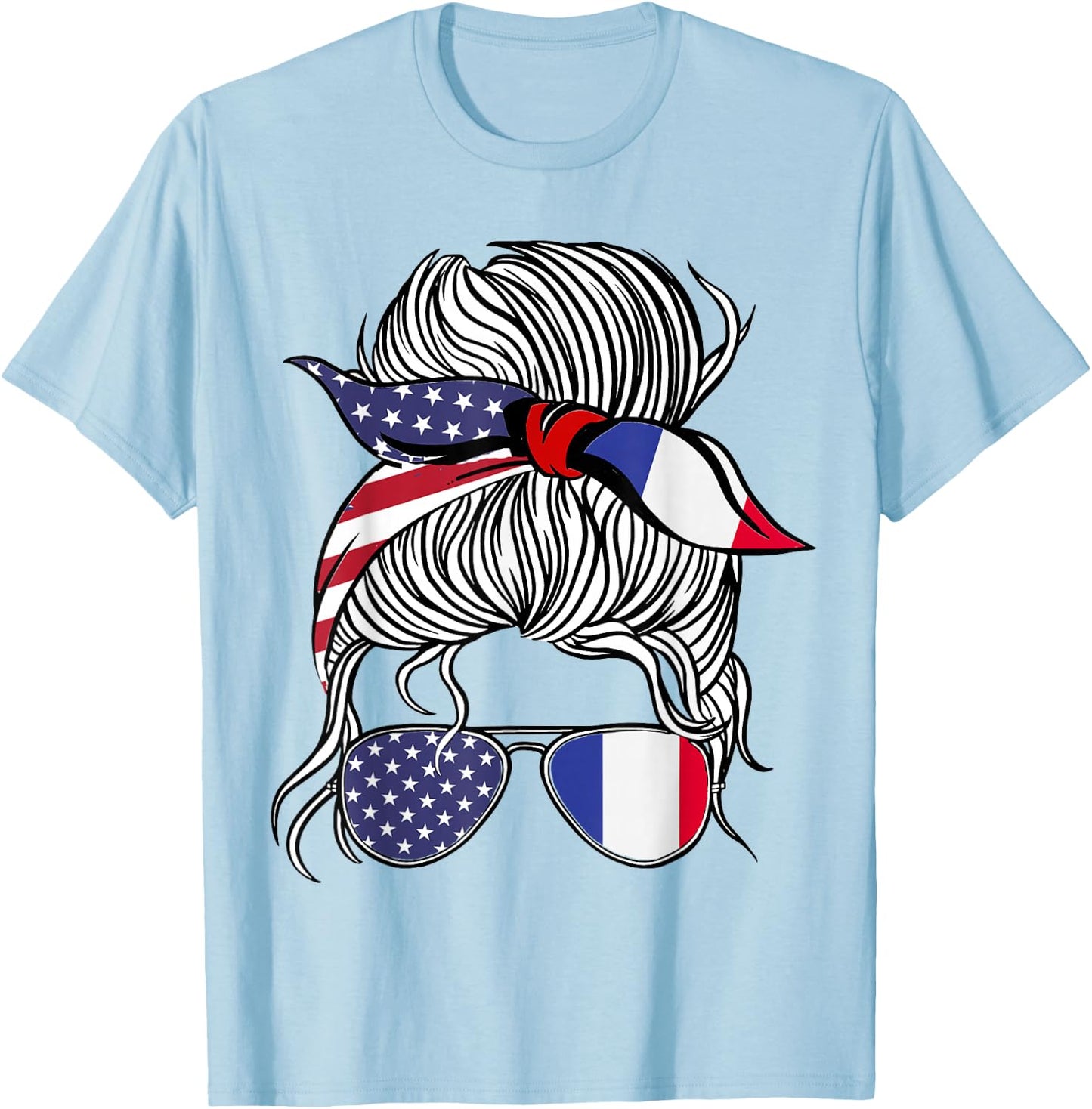 American French Patriot Flag Women Girl France Grown T-Shirt - T-Shirt | Light Blue