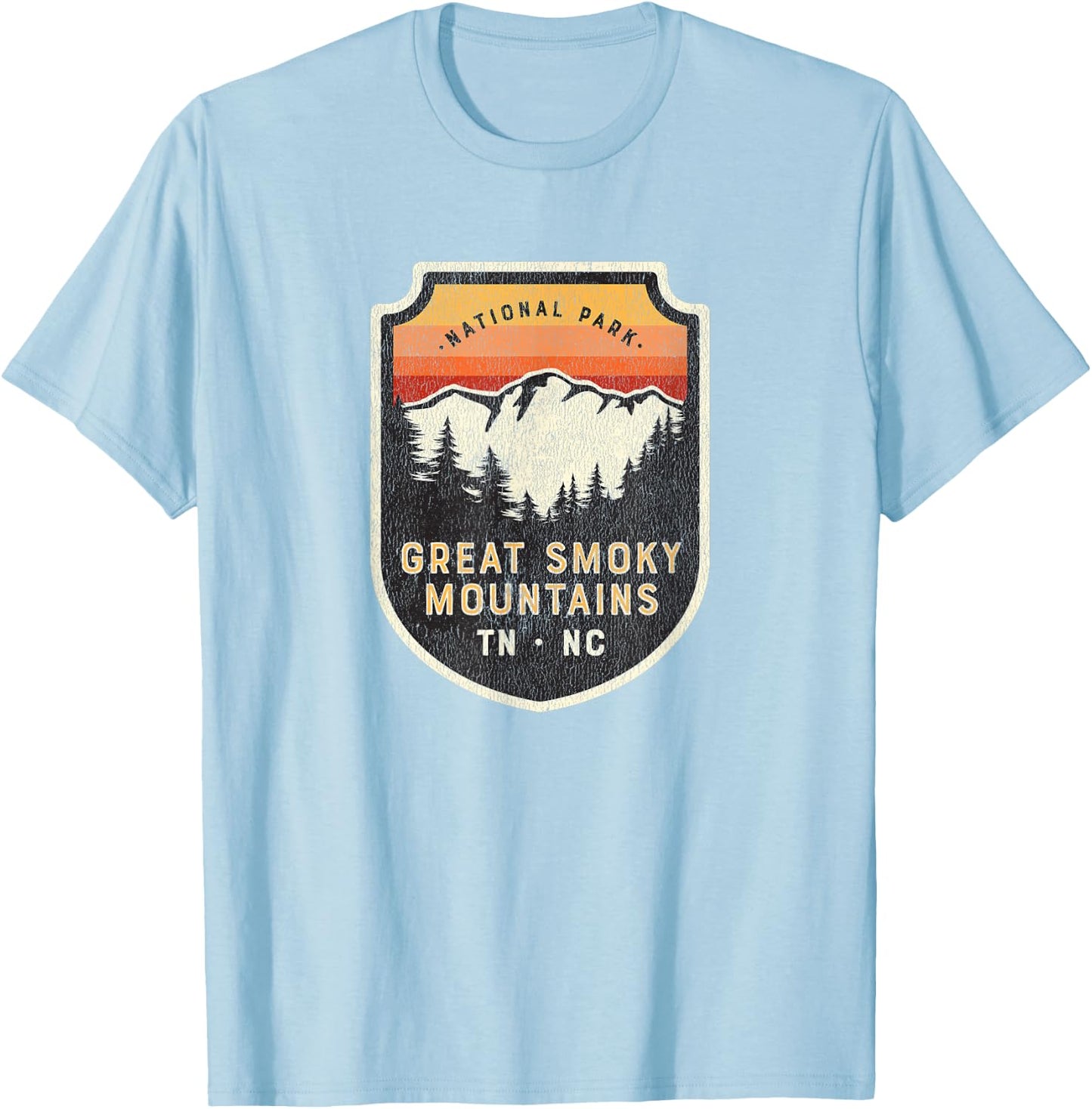 Great Smoky Mountains National Park Vintage Crest T-Shirt - T-Shirt | Light Blue