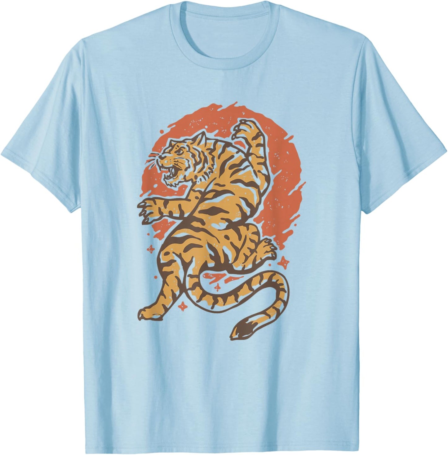 Vintage Japanese Style Tiger T-Shirt - T-Shirt | Light Blue