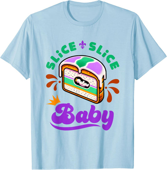Mardi Gras King Cake Slice Slice Baby T-Shirt - T-Shirt | Light Blue
