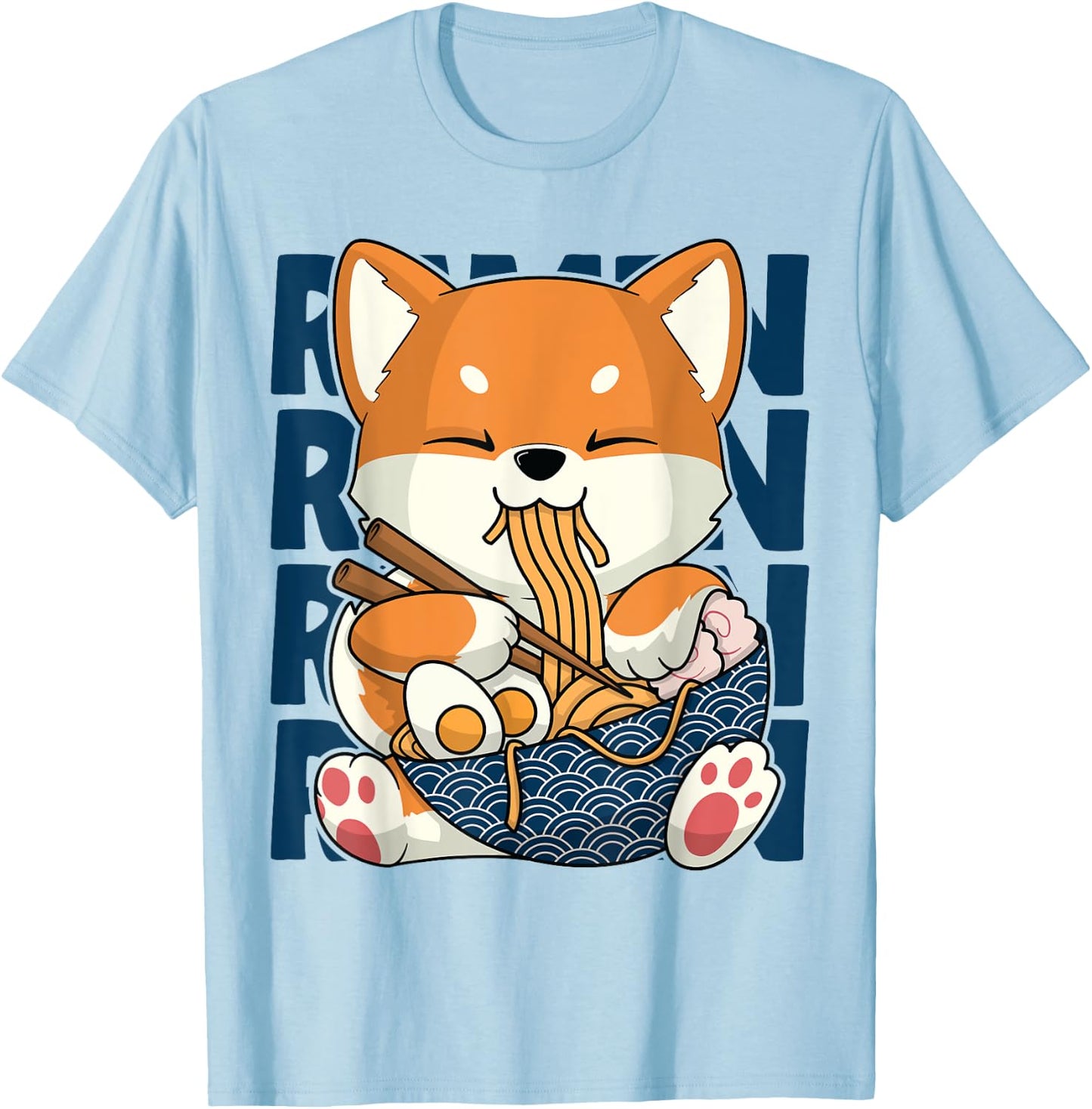 Kawaii Shiba Inu Dog Ramen Japan Corgi T-Shirt - T-Shirt | Light Blue