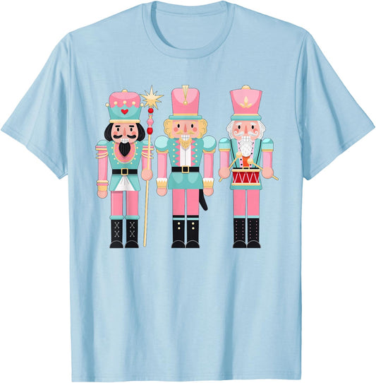 Pink Nutcracker Squad Xmas Pink Christmas Pajamas Women Kids T-Shirt - T-Shirt | Light Blue