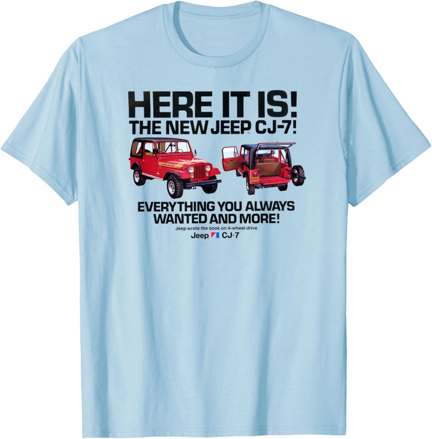 Jeep CJ-7 Vintage Ad T-Shirt - T-Shirt | Light Blue