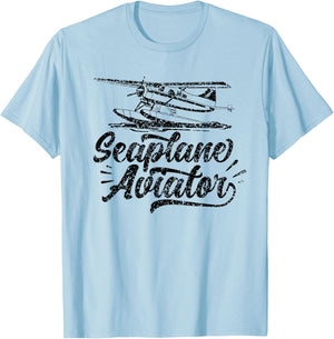 Seaplane Aviator Pilot Crew Water Land T-Shirt - T-Shirt | Light Blue