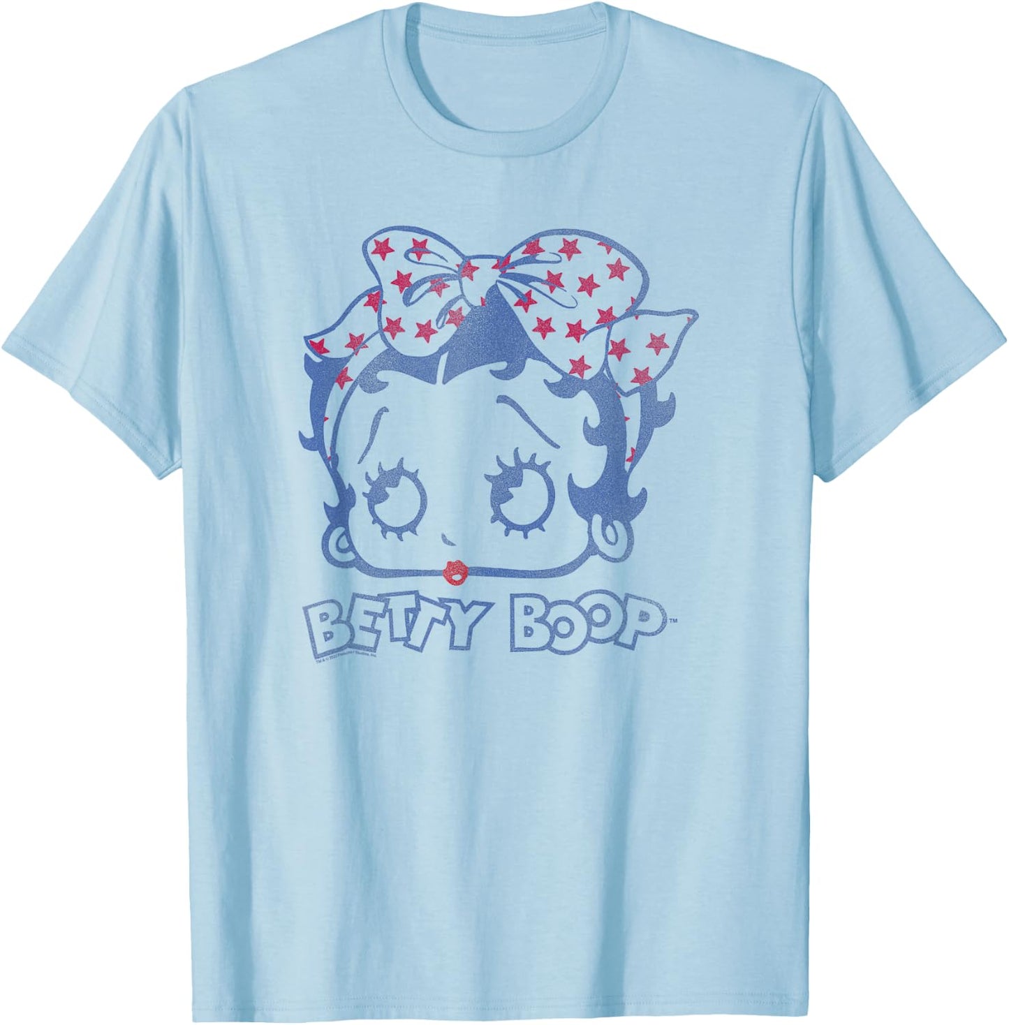 Betty Boop Vintage Star Bandana Fill Big Head T-Shirt - T-Shirt | Light Blue
