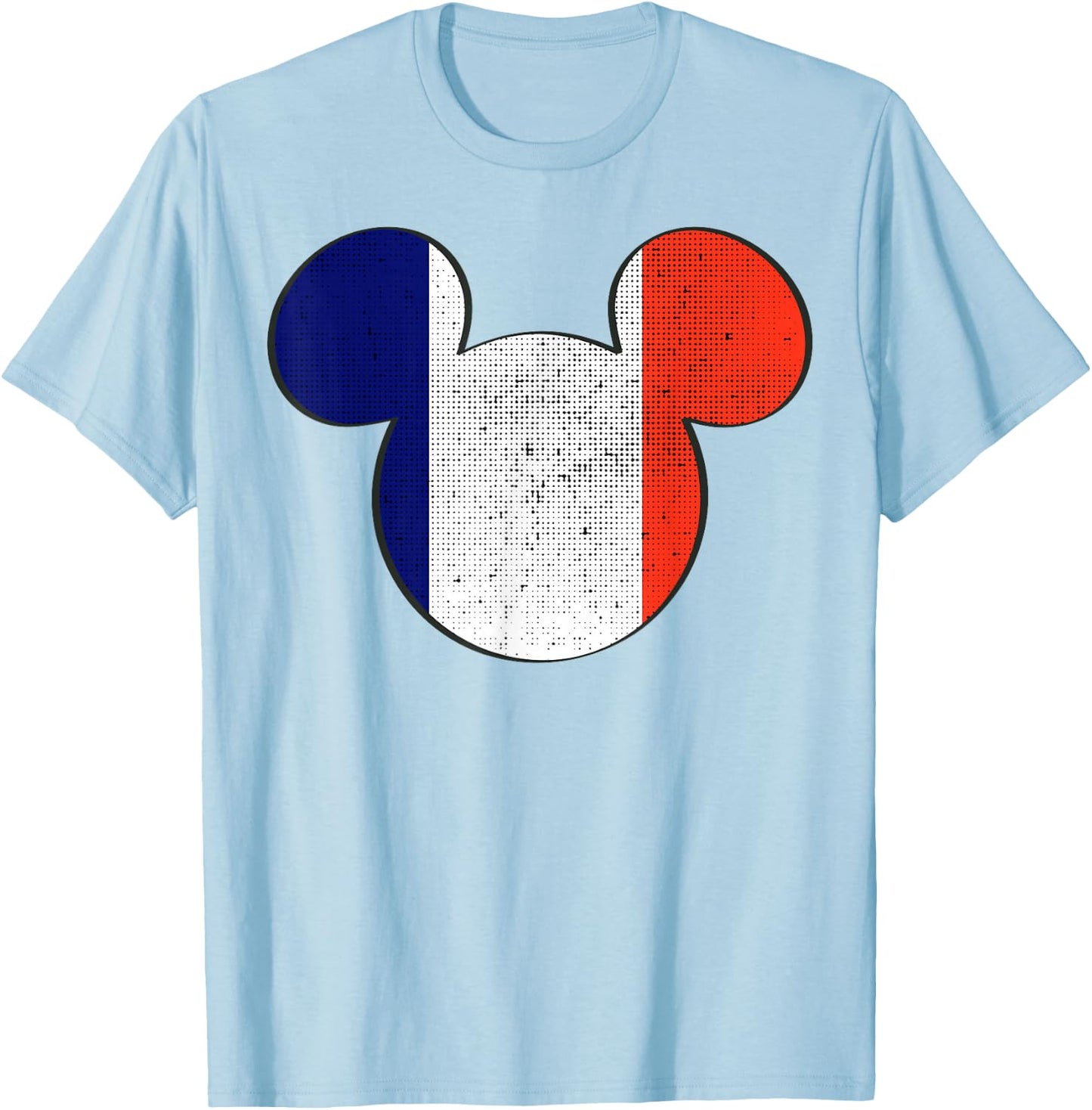 Disney Mickey Mouse Logo France Flag Fill T-Shirt - T-Shirt | Light Blue