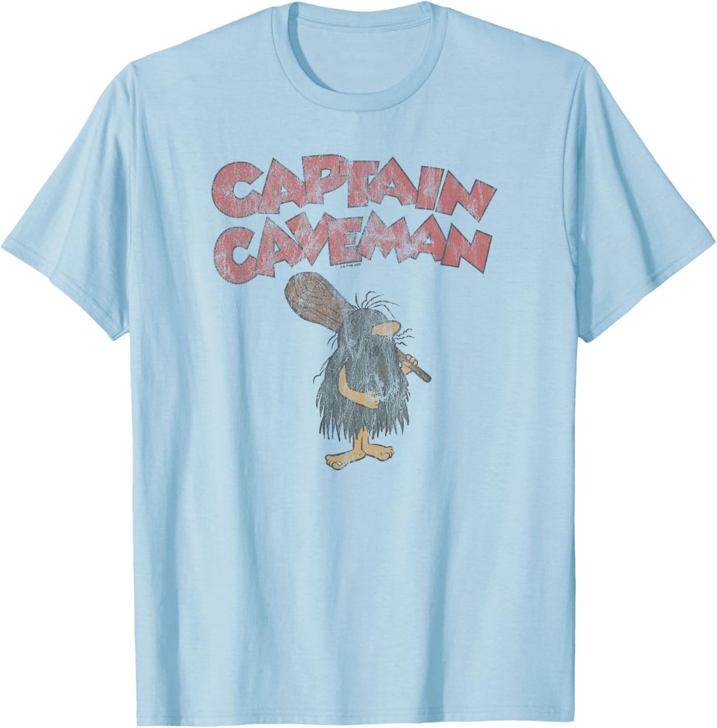 Wacky Races Captain Caveman on Grey T-Shirt - T-Shirt | Light Blue