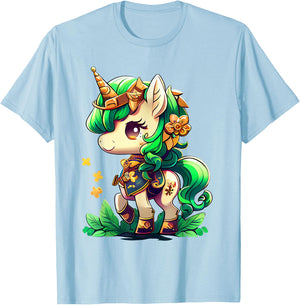 Cute Unicorn Leprecorn St Patrick Day Lucky Irish Girls Kids T-Shirt - T-Shirt | Light Blue