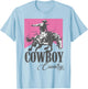 Funny Cowboys Riding Horses Retro Pink Style Western Country T-Shirt - T-Shirt | Light Blue