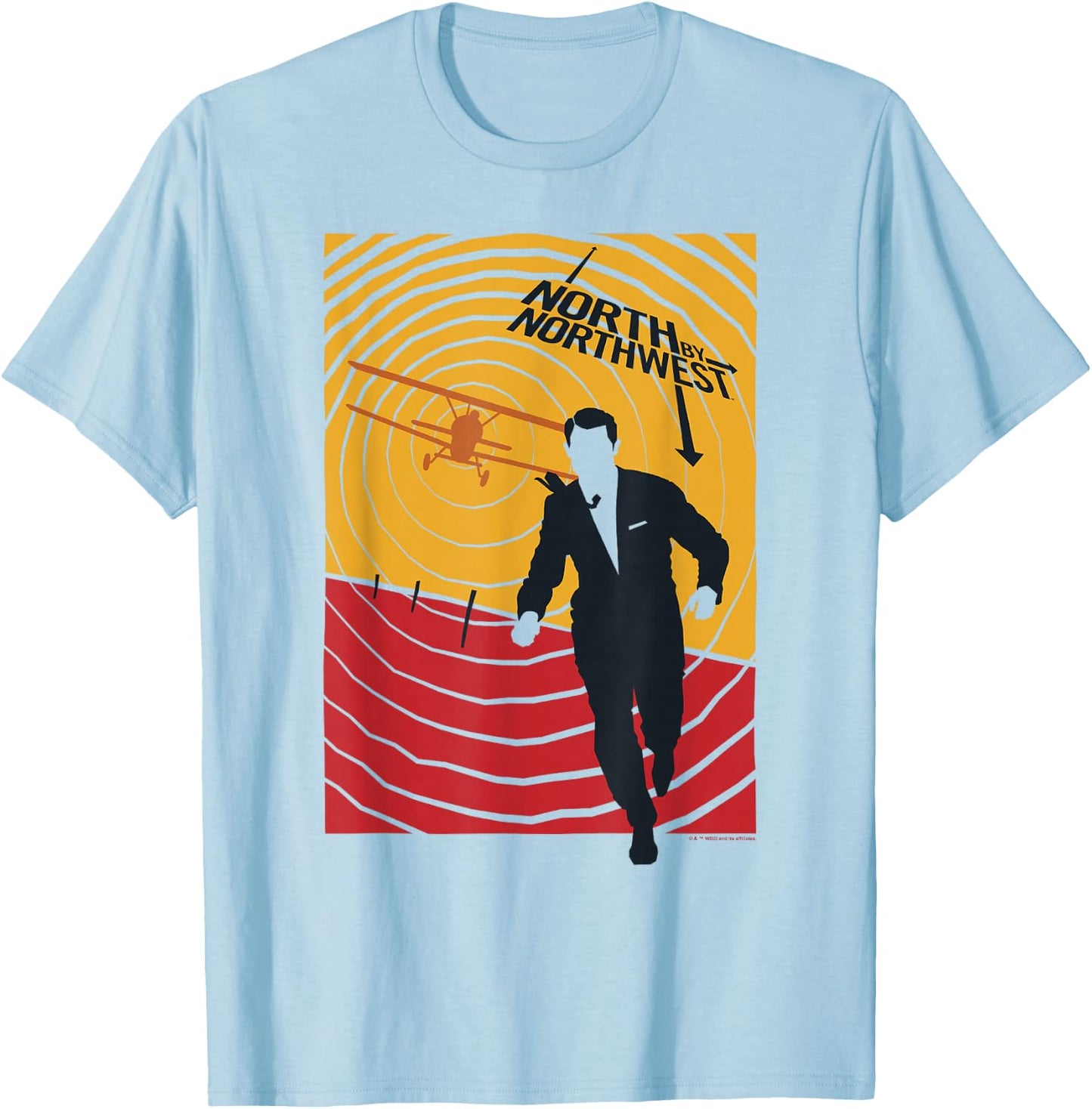 WB100 North by Northwest Vintage Retro Radar Movie Poster T-Shirt - T-Shirt | Light Blue