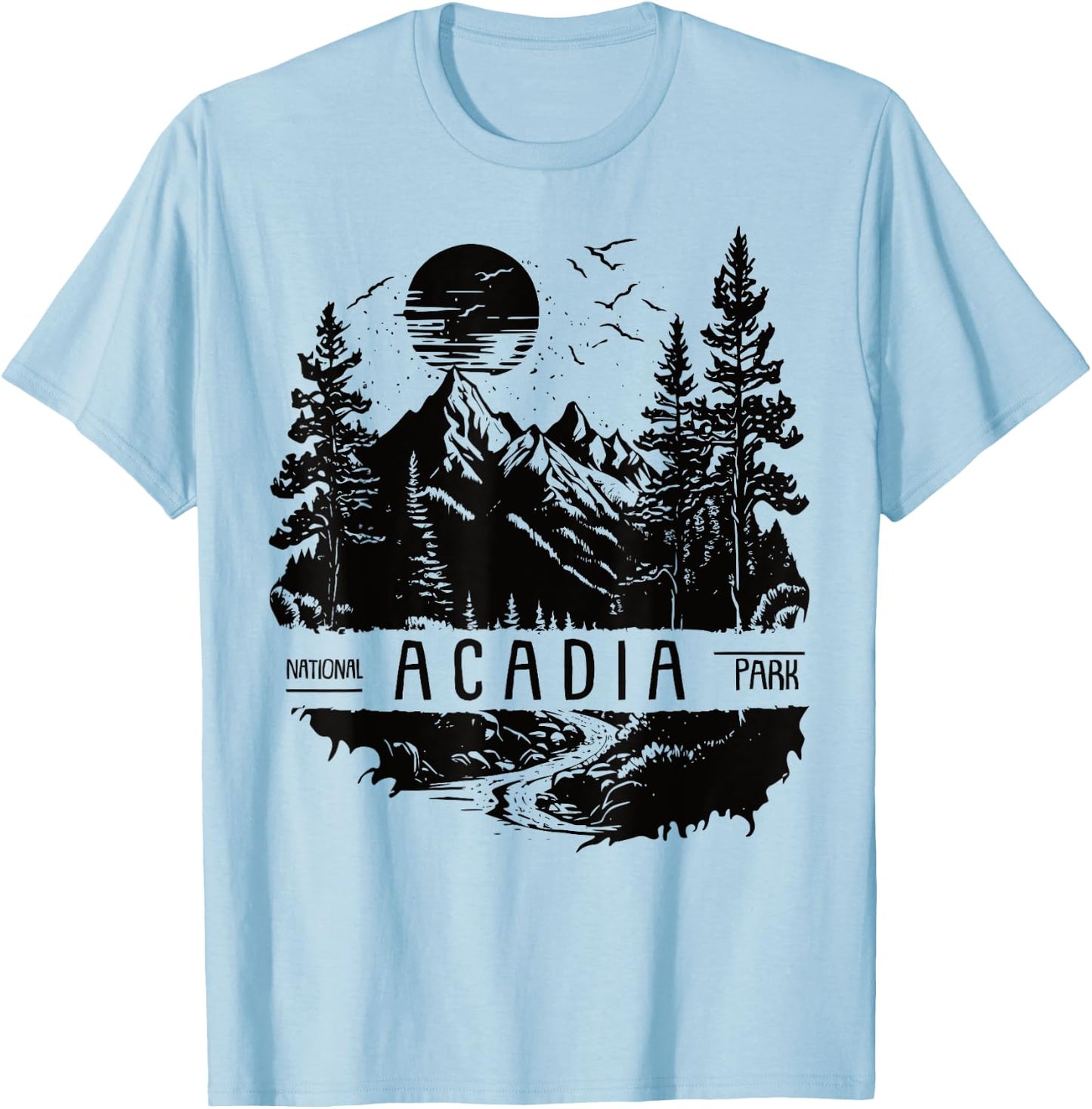Retro Acadia National Park US Vintage Acadia T-Shirt - T-Shirt | Light Blue