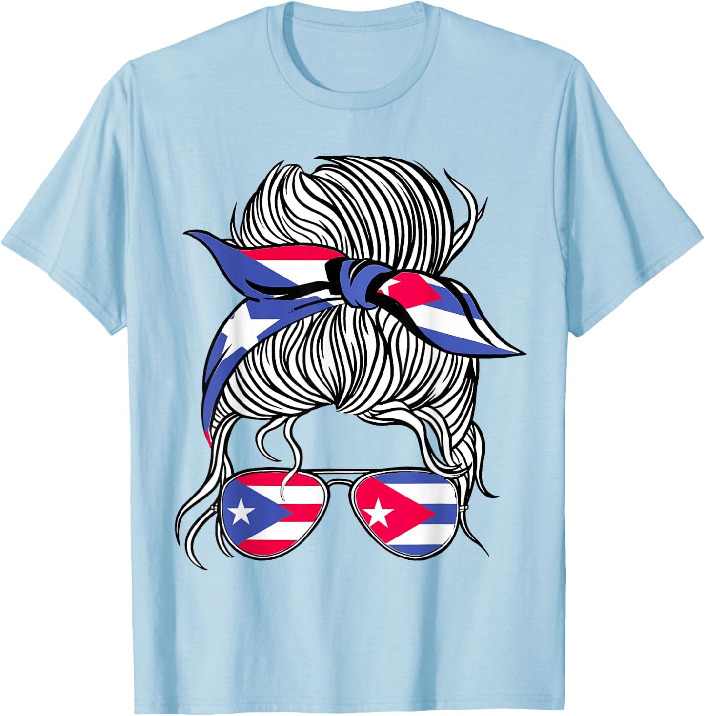 Puerto Rico Flag Cuba Grown Women Girl Country T-Shirt - T-Shirt | Light Blue