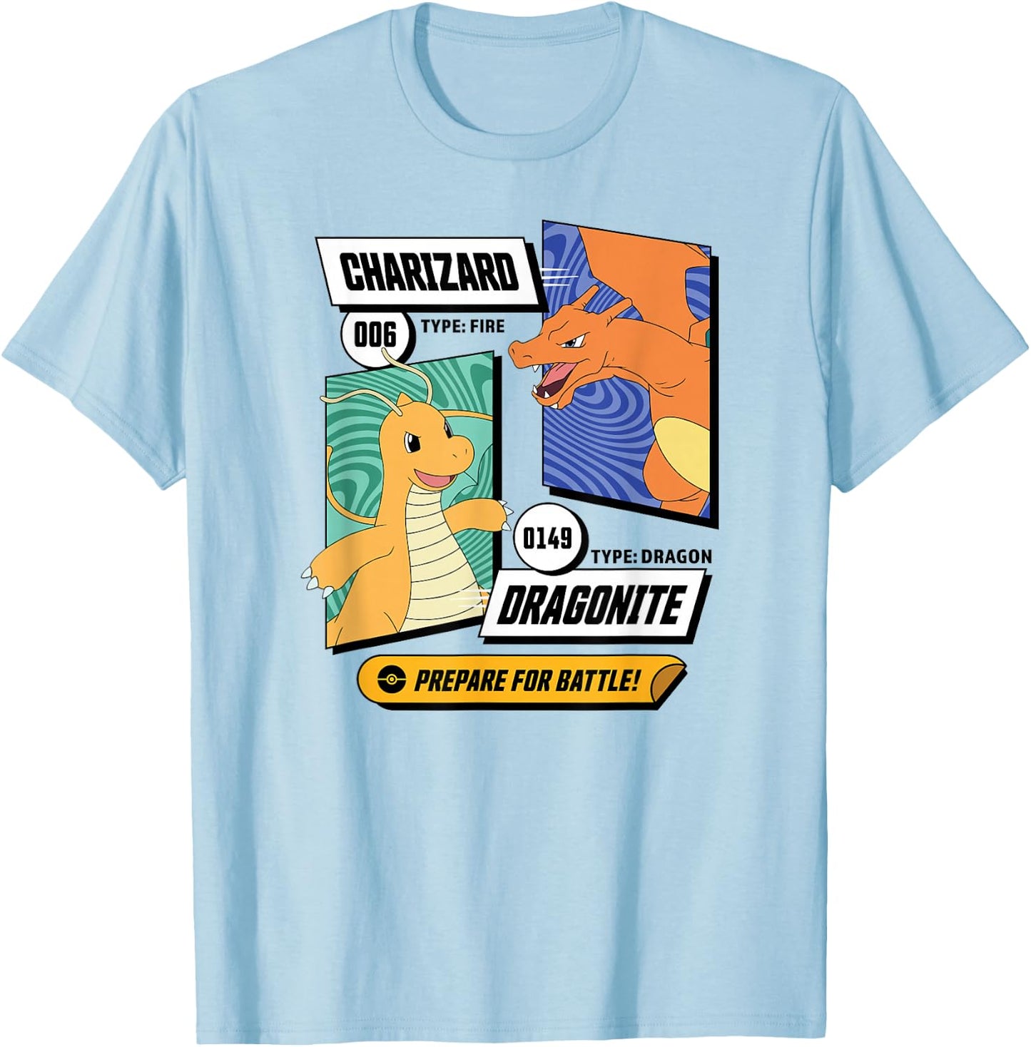 Pokémon - Dragonite Charizard Prepare For Battle T-Shirt - T-Shirt | Light Blue
