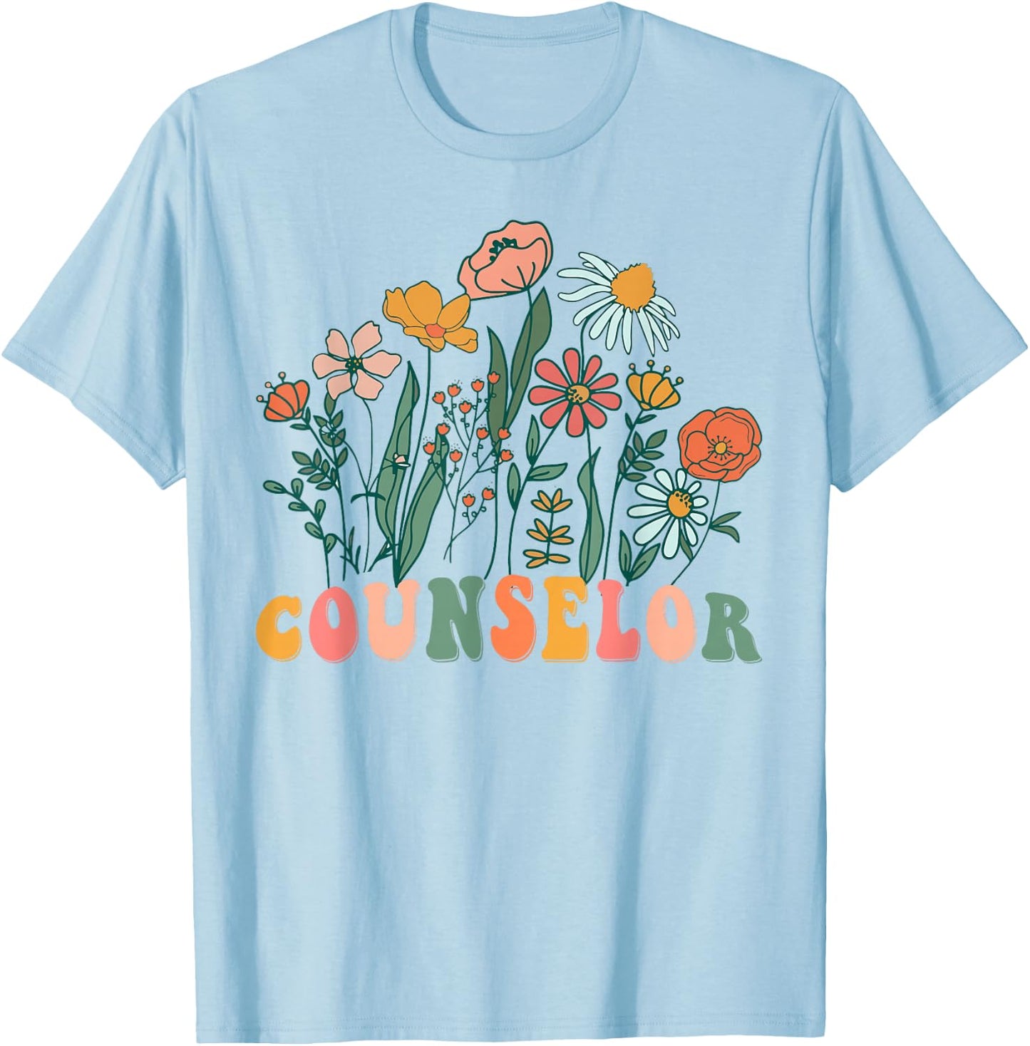 Groovy Wildflower Counselor T-Shirt - T-Shirt | Light Blue