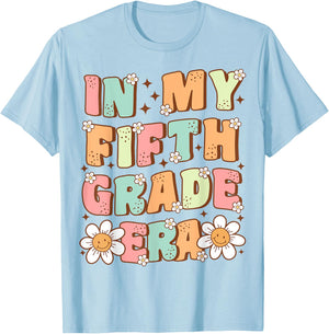 In My Fifth Grade Era Cute Groovy 5th Grade Back to School T-Shirt - T-Shirt | Light Blue