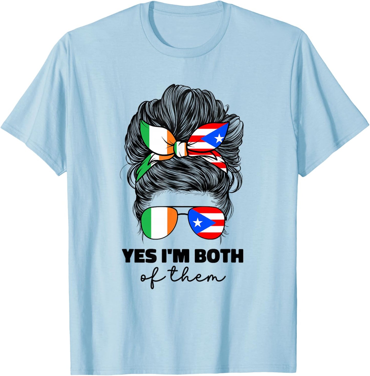 Half Irish And Puerto Rican Rico Ireland Flag Girl T-Shirt - T-Shirt | Light Blue