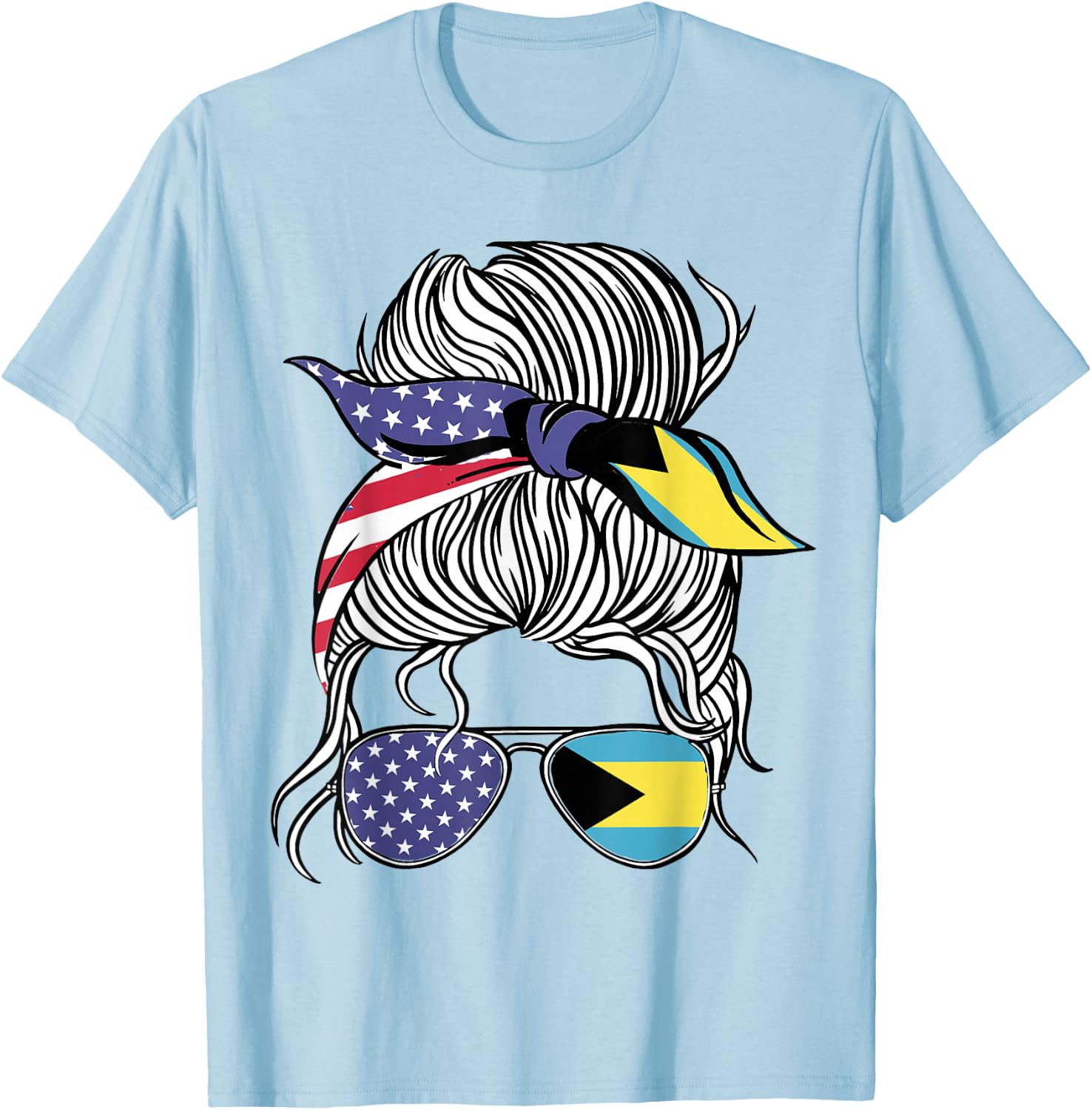 Bahamian American Patriot Grown Proud Women Girl Flag T-Shirt - T-Shirt | Light Blue