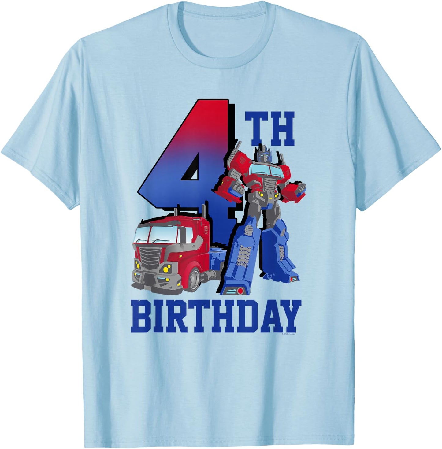 Transformers Optimus Prime 4th Birthday Gradient Fill Poster T-Shirt - T-Shirt | Light Blue