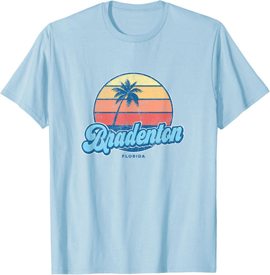 Vintage Bradenton Florida FL Classic 70s Retro Surfer T-Shirt - T-Shirt | Light Blue