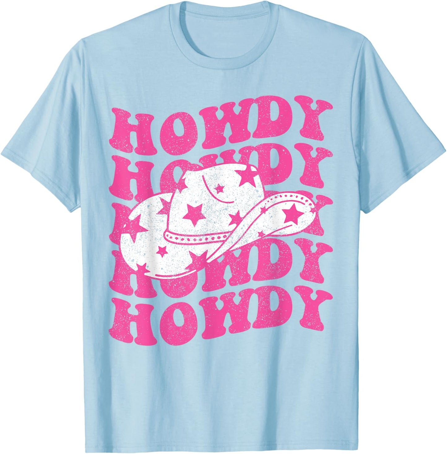 Howdy Southern Western Girl Country Rodeo Pink Cowgirl Retro T-Shirt - T-Shirt | Light Blue