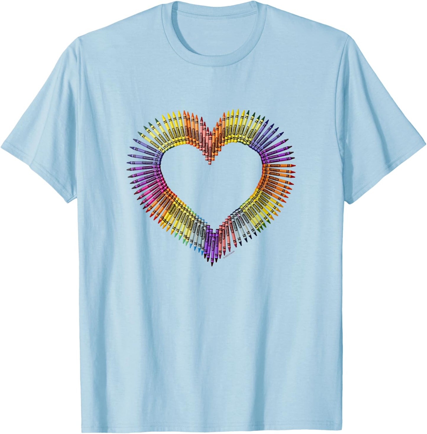 Crayola Valentine's Day Heart Shaped Crayon Arrangement T-Shirt - T-Shirt | Light Blue