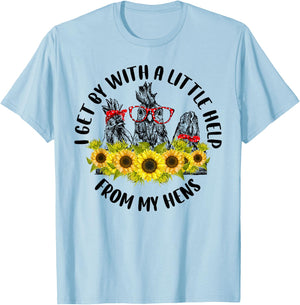 I Get By With A Little Help From My Hens Farmer Vintage T-Shirt - T-Shirt | Light Blue