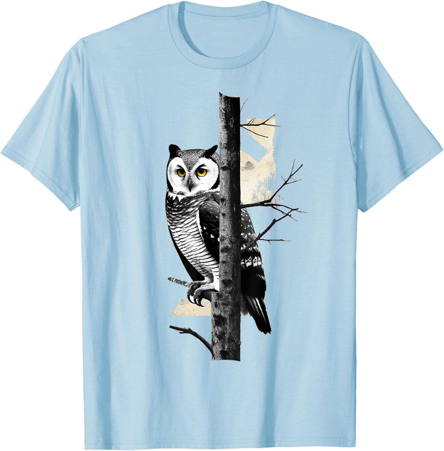 Owl Artwork - Night Bird Animal Owl T-Shirt - T-Shirt | Light Blue