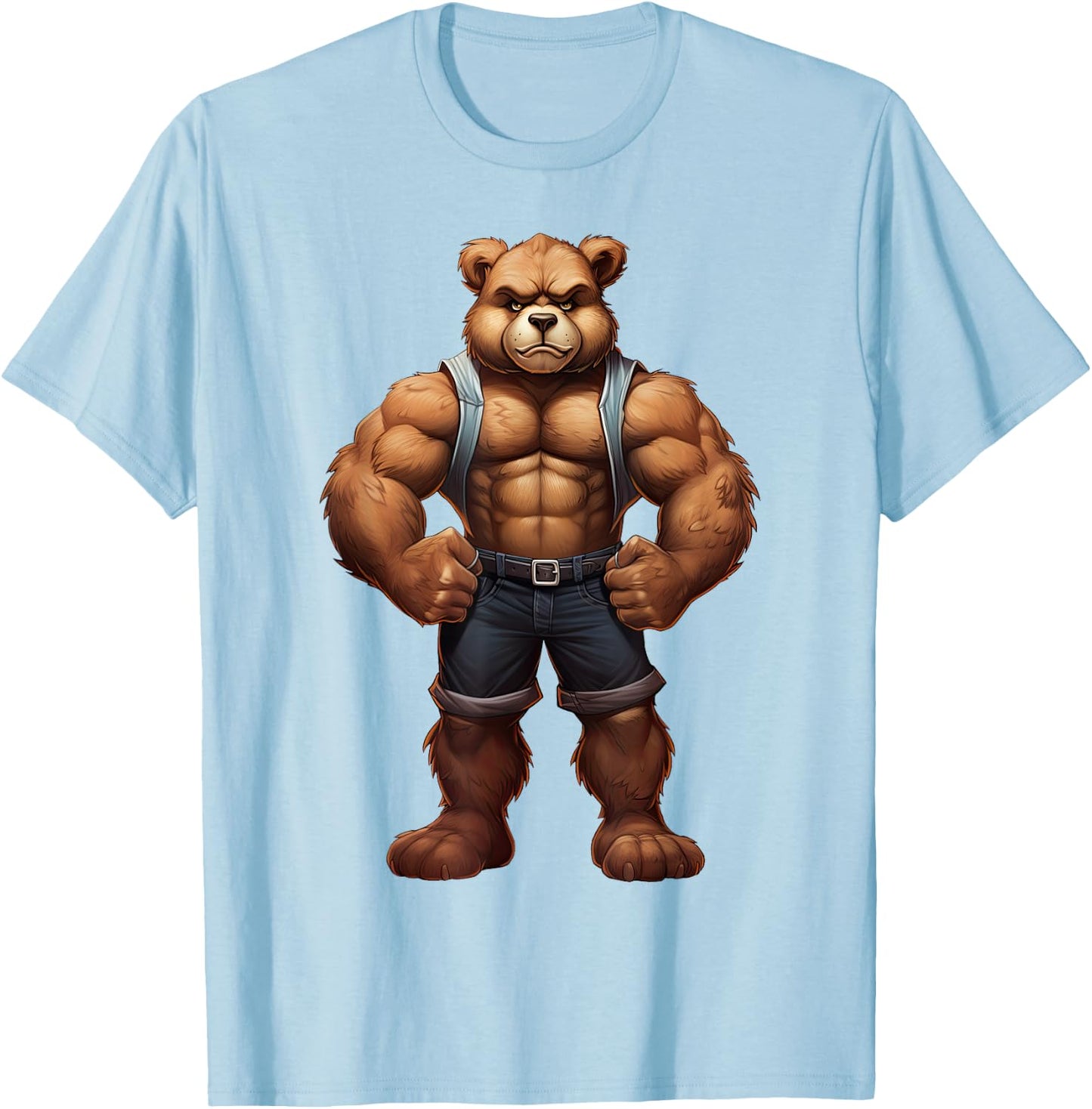 Teddy Bear Bodybuilder Muscular Body Gym Fitness T-Shirt - T-Shirt | Light Blue