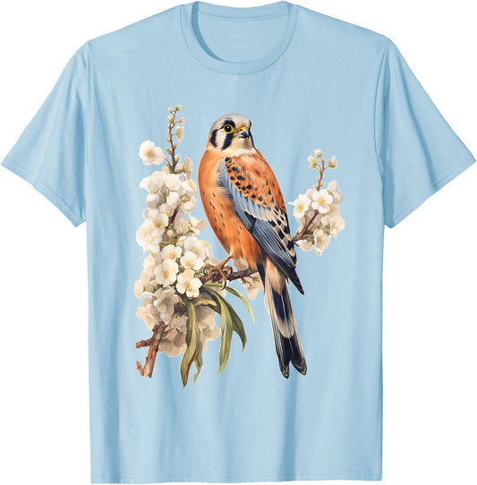 American Kestrel Birder Birding Bird Cottagecore Nature T-Shirt - T-Shirt | Light Blue