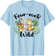 Kids Four-ever Wild 4th Birthday Boy Funny Animals Toddler T-Shirt - T-Shirt | Light Blue