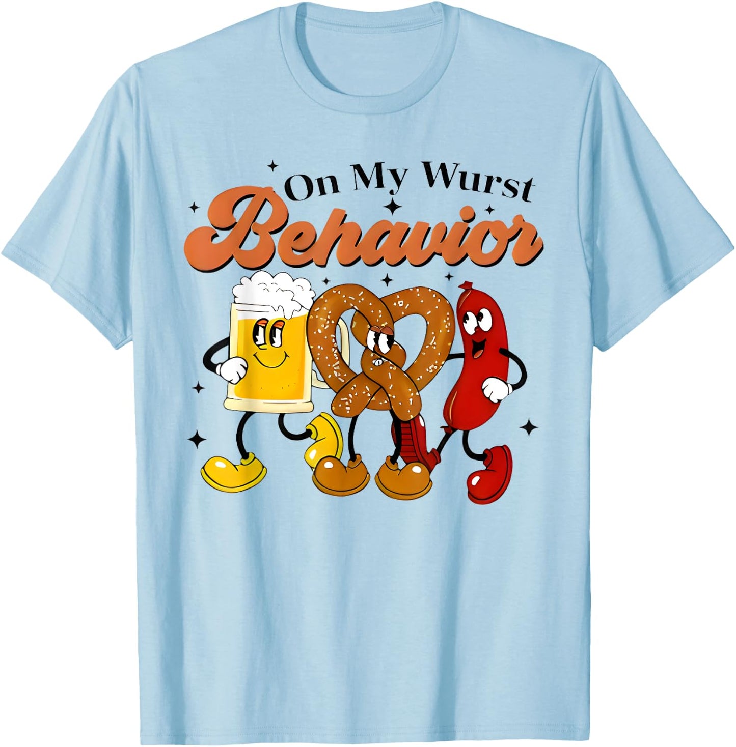 On My Wurst Behavior Funny Bavarian Oktoberfest T-Shirt - T-Shirt | Light Blue