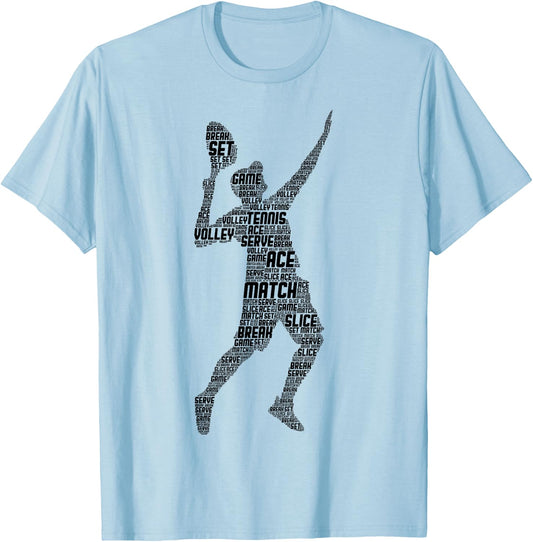 Tennis Player Boys Youth Men Kids T-Shirt - T-Shirt | Light Blue