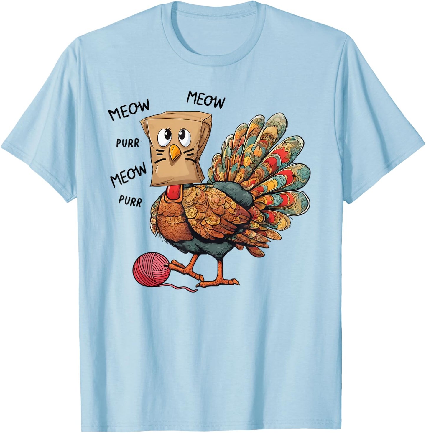 Thanksgiving Turkey Meow I'm a Cat Funny Thanksgiving Women Girls Kids T-Shirt - T-Shirt | Light Blue