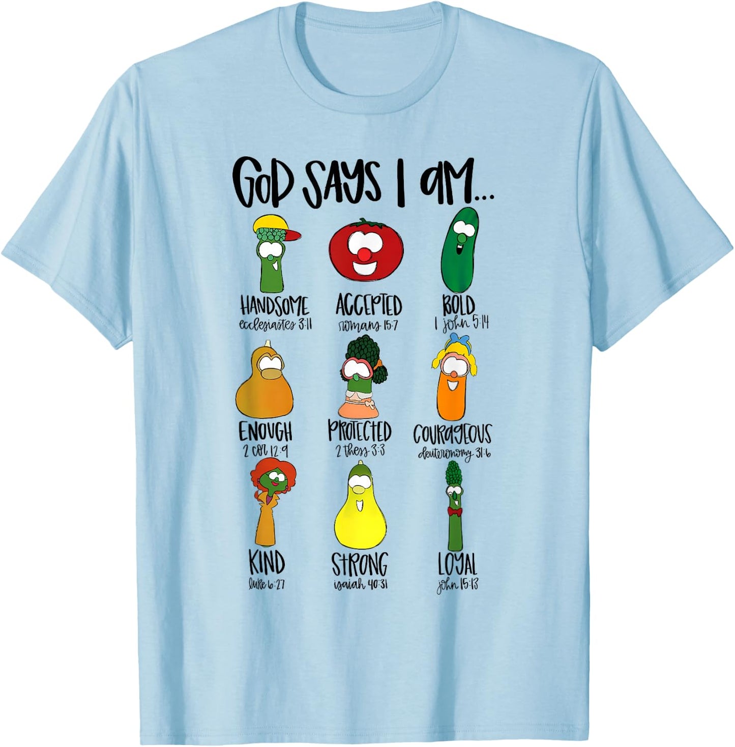 God Says Im Enough Vegetables Doodle Foodie Preppy Aesthetic T-Shirt - T-Shirt | Light Blue