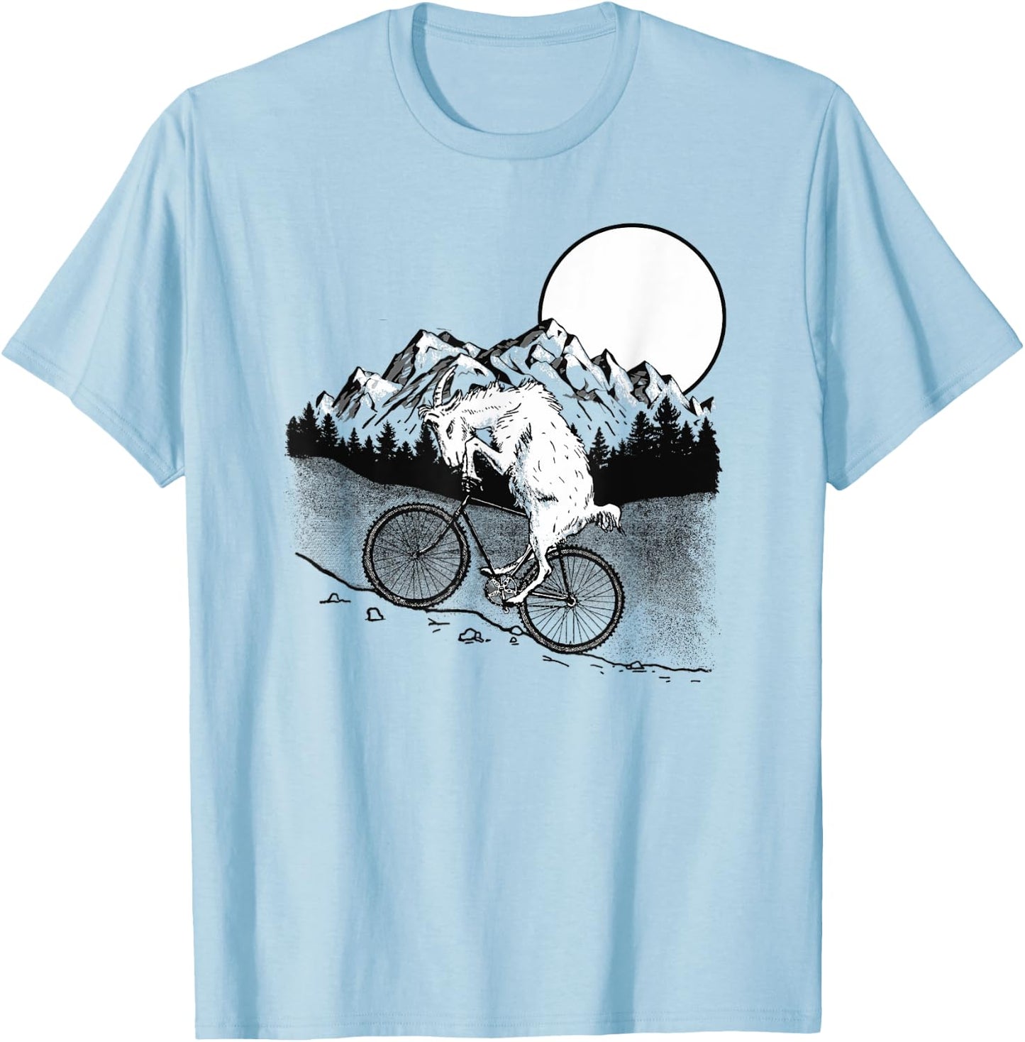 Mountain Goat Funny Mountain Biking Goat Biker Vintage 80s T-Shirt - T-Shirt | Light Blue