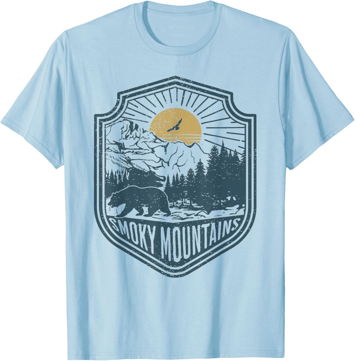 Smoky Mountains National Park Bear Nature Hiking Outdoors T-Shirt - T-Shirt | Light Blue