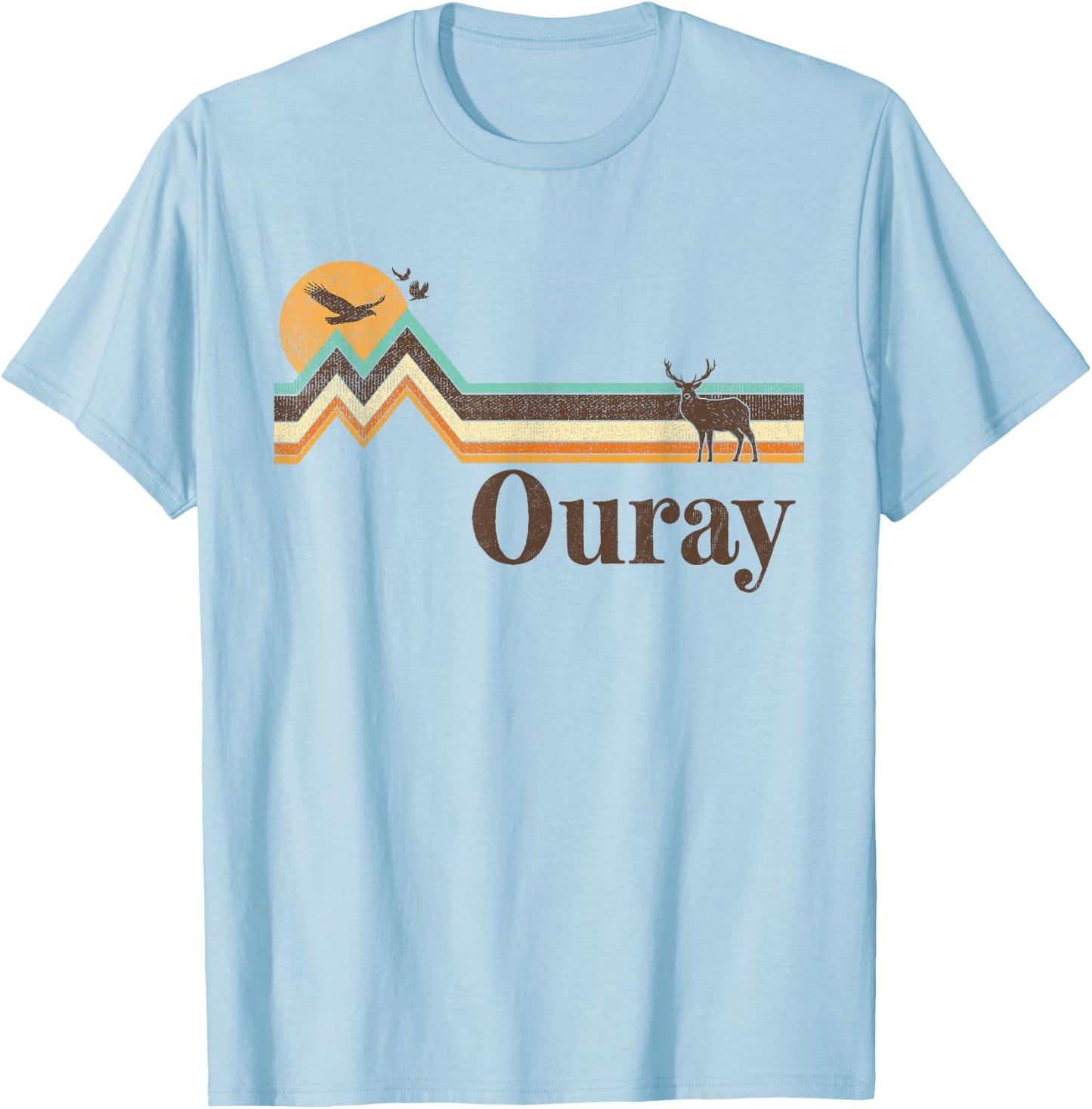 Ouray Colorado 70s 80s Retro Vintage Men Women Distressed T-Shirt - T-Shirt | Light Blue