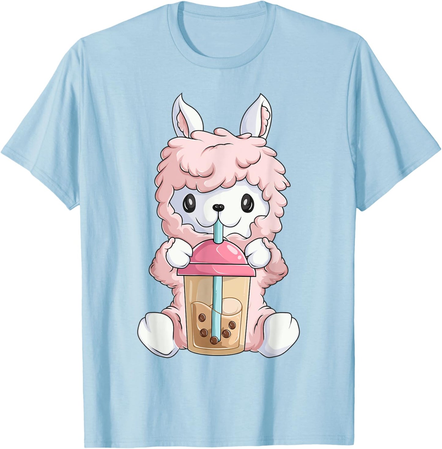 Kawaii Anime Llama Shirt Girls, Boba Bubble Tea T-Shirt - T-Shirt | Light Blue