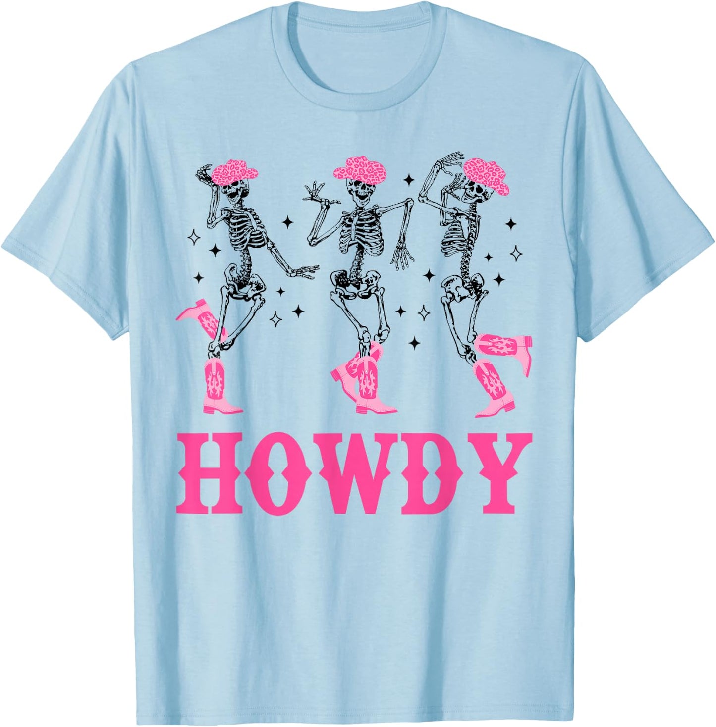 Howdy Skeleton Dancing Western Cowgirl Halloween Party T-Shirt - T-Shirt | Light Blue