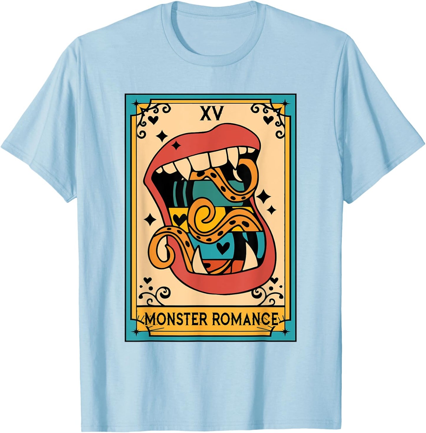 Smut Reader Spicy Book Lover The Monster Romance Tarot Card T-Shirt - T-Shirt | Light Blue