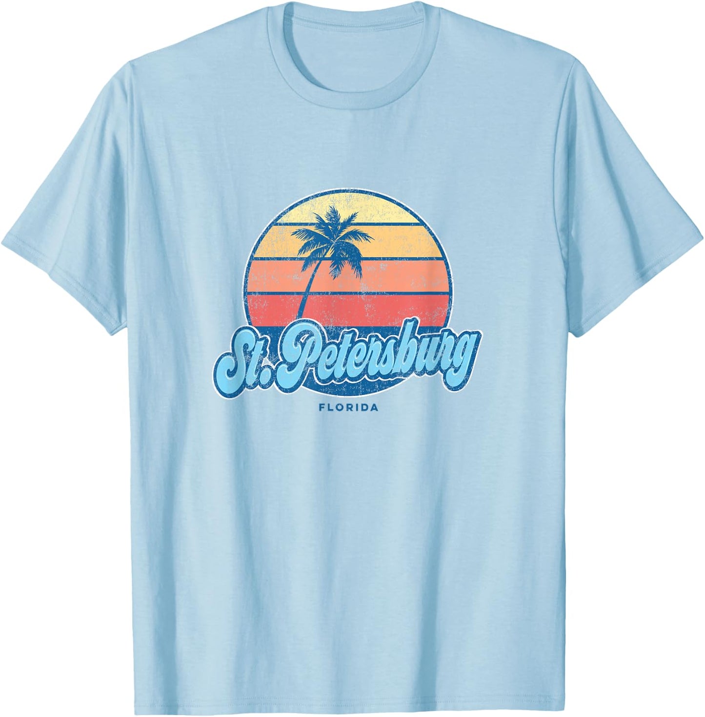 Vintage St. Petersburg Florida FL Classic 70s Retro Surfer T-Shirt - T-Shirt | Light Blue