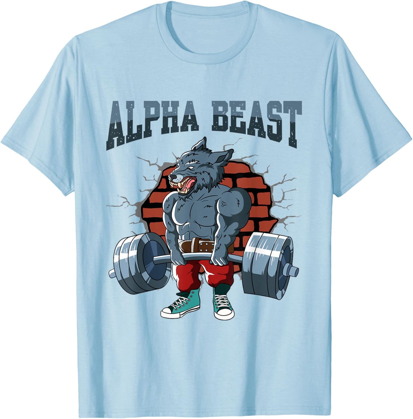Fitness Training Pumps Alpha Wolf for Deadlift Fitness T-Shirt - T-Shirt | Light Blue